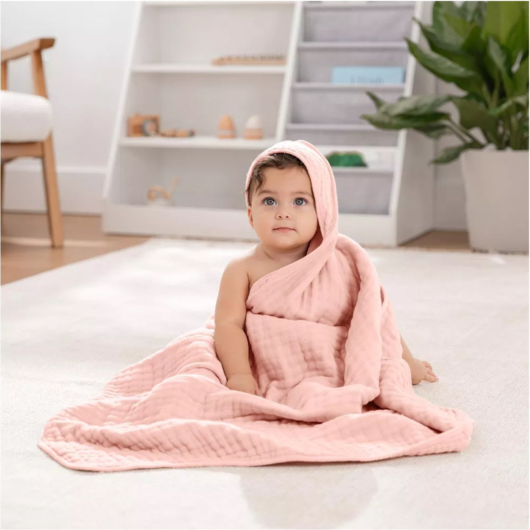 Comfy Cubs Hooded Baby Towel 2 pack 100% Muslin Cotton - Lace - Thick 6 Layer Plush Design